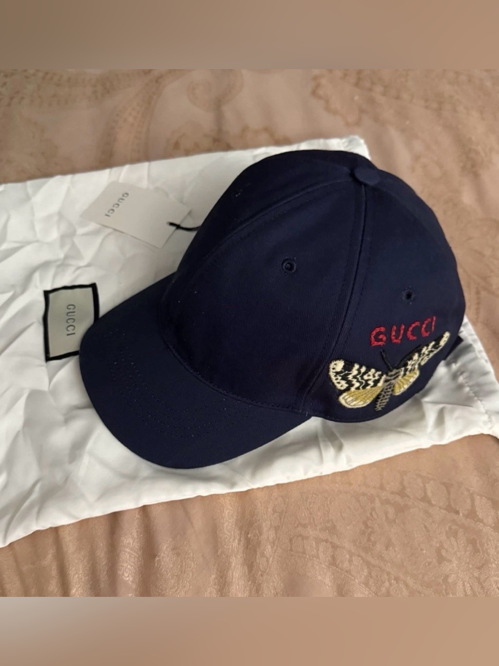Gucci Unisex Baseball Cap Hat Patch Embroidered Butterfly And Red Logo